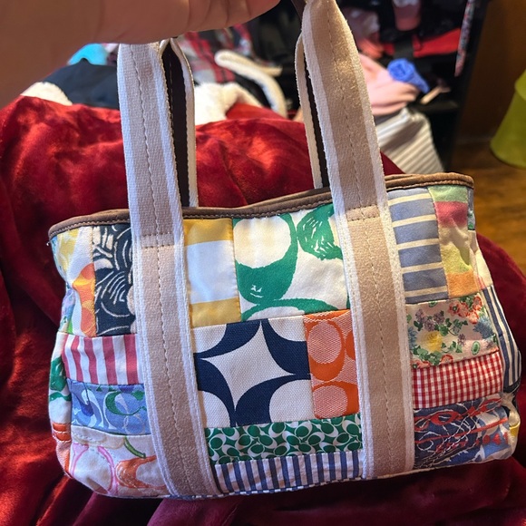 Gorgeous Vintage COACH 10454 Patchwork Handbag Multicolor Canvas & Leather Y2K - Picture 13 of 13